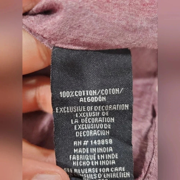 Voyager Sz 2XL Mens Short Sleeve Button Down Shirt Red Solid 100% Cotton Casual - Picture 8 of 8